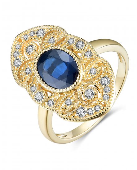 OVAL SAPPHIRE DIAMOND RING (TR4261)